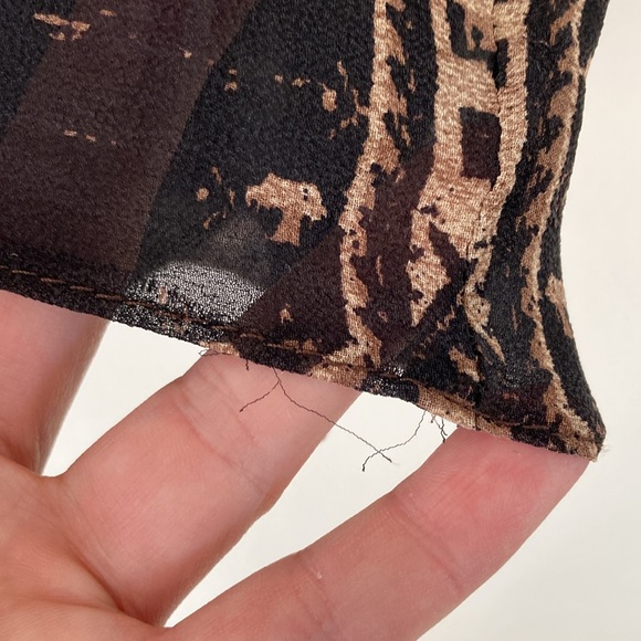 VINTAGE | Emanuel by Emanual Ungaro 100% Silk brown & black mosaic midi skirt - Picture 8 of 15